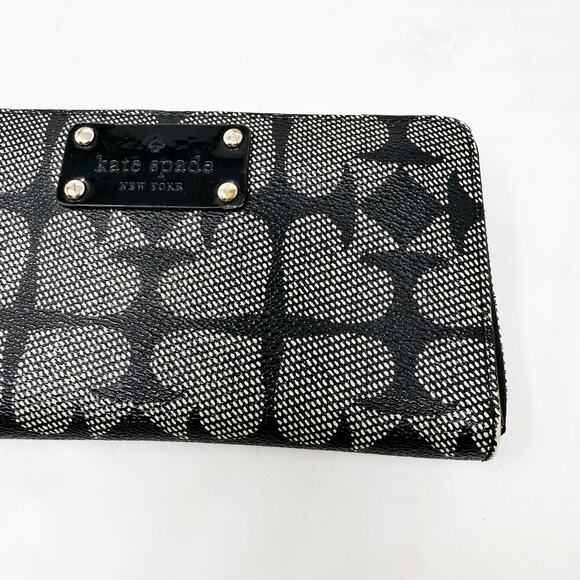 [Kate Spade] Neda Black Pebbled Leather Ace of Spades Zip Around Wallet *FLAW* - Picture 8 of 12